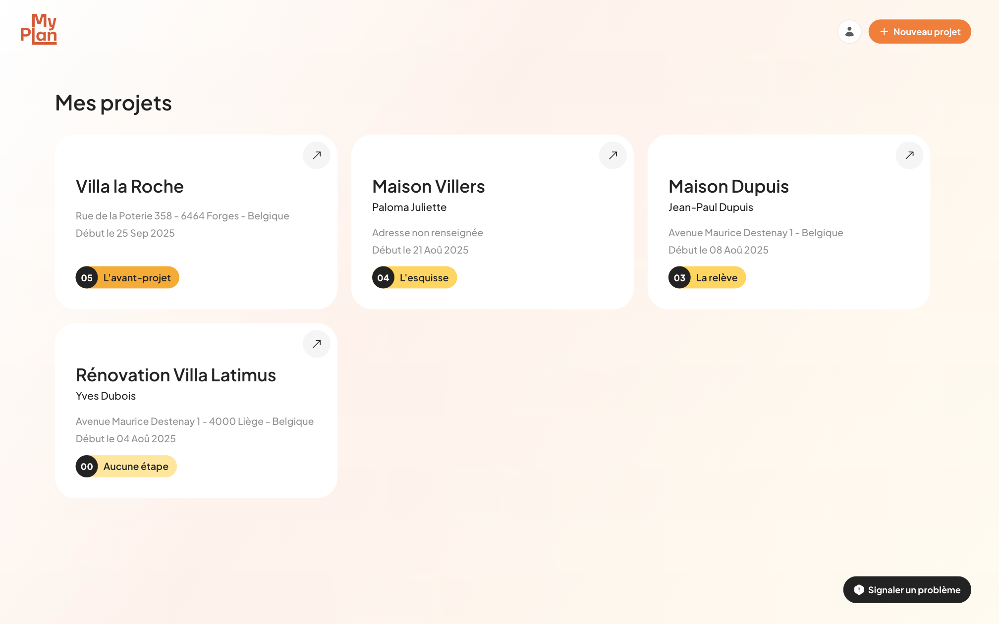 Écran 4: Liste des projets