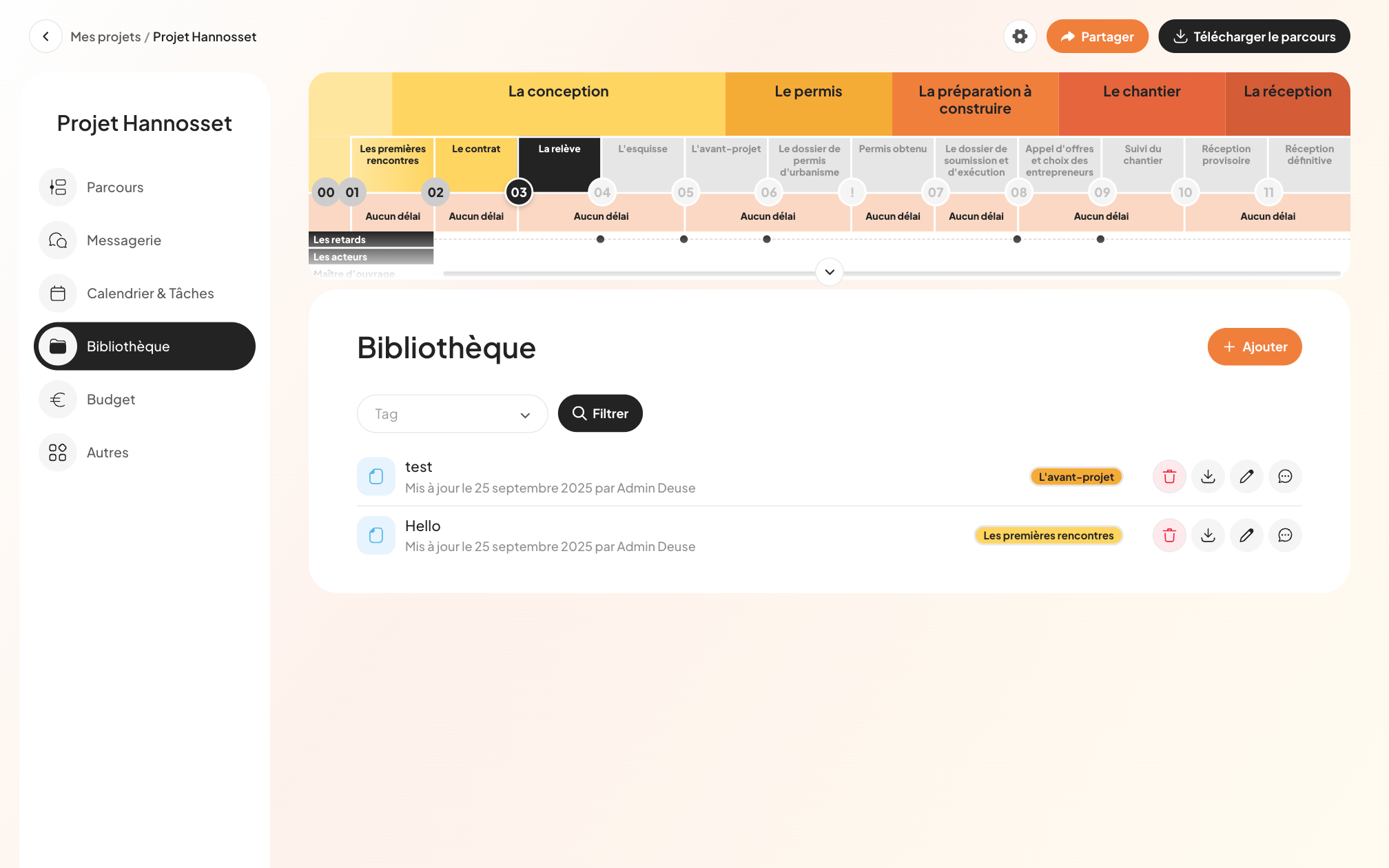 Écran 7: Bibliothèque